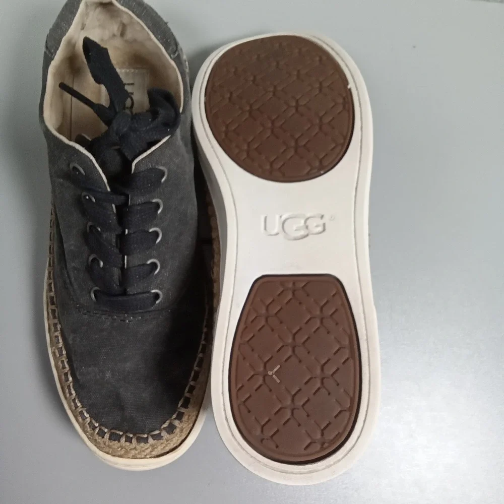 UGG Australia Women Charcoal Grey Canvas Espadrille Sneaker 1015244‎ Size 7